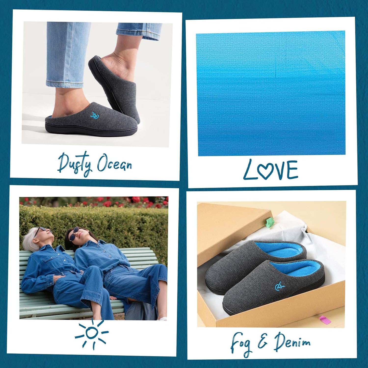 Thumbnail 2 de VeraCosy Women’s Two-Tone Memory Foam Slippers with Non-slip TPR Sole