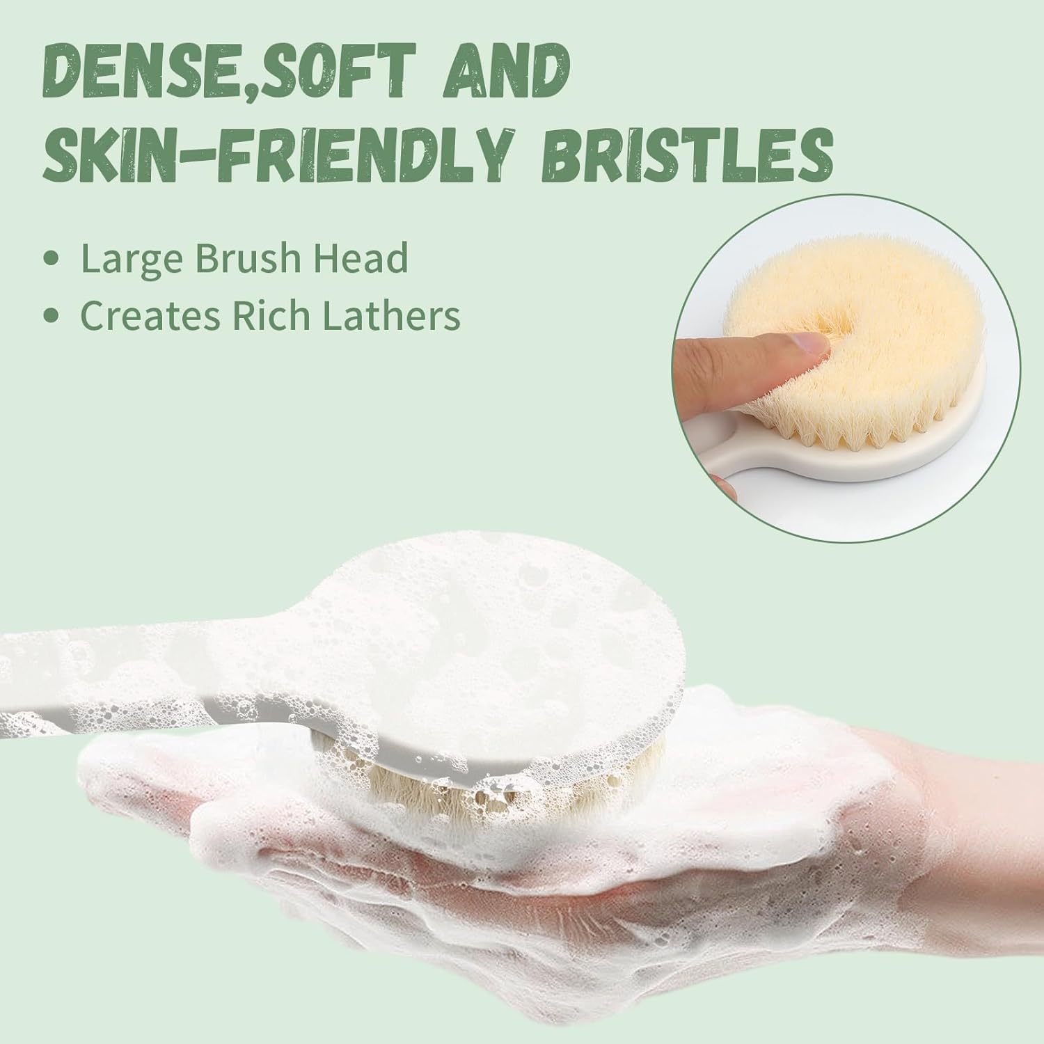 Detalle de LHNNDM Back Shower Brush 36cm: Anti-Slip Long-Handled Body Brush for Gentle Exfoliation