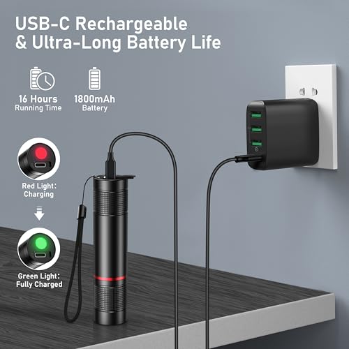 Detalle de Blukar Lampe Torche LED Rechargeable 2000 Lumen — Puissance et polyvalence en poche