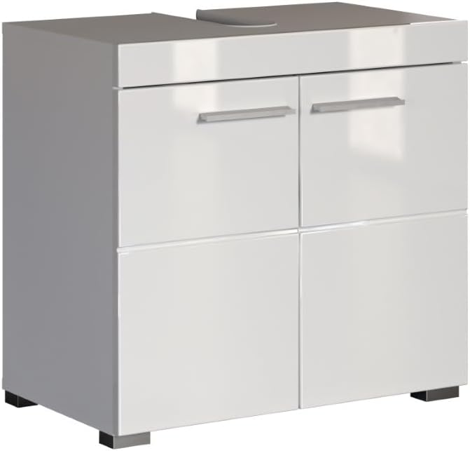 trendteam smart living Amanda Waschbeckenunterschrank in Weiß/Weiß Hochglanz (60 x 56 x 34 cm)