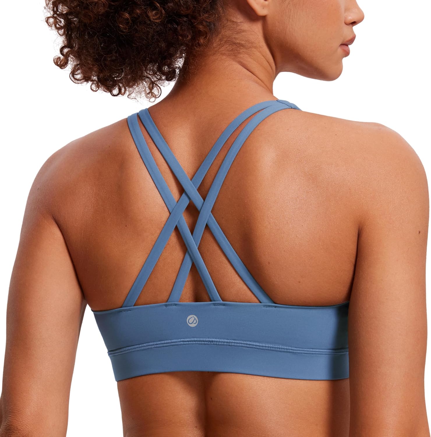 Detalle 2 de CRZ YOGA Damen Ohne Bügel Sport BH Gekreuzt Rücken Spaghetti Top Abnehmbare Pads – Yoga Croptop