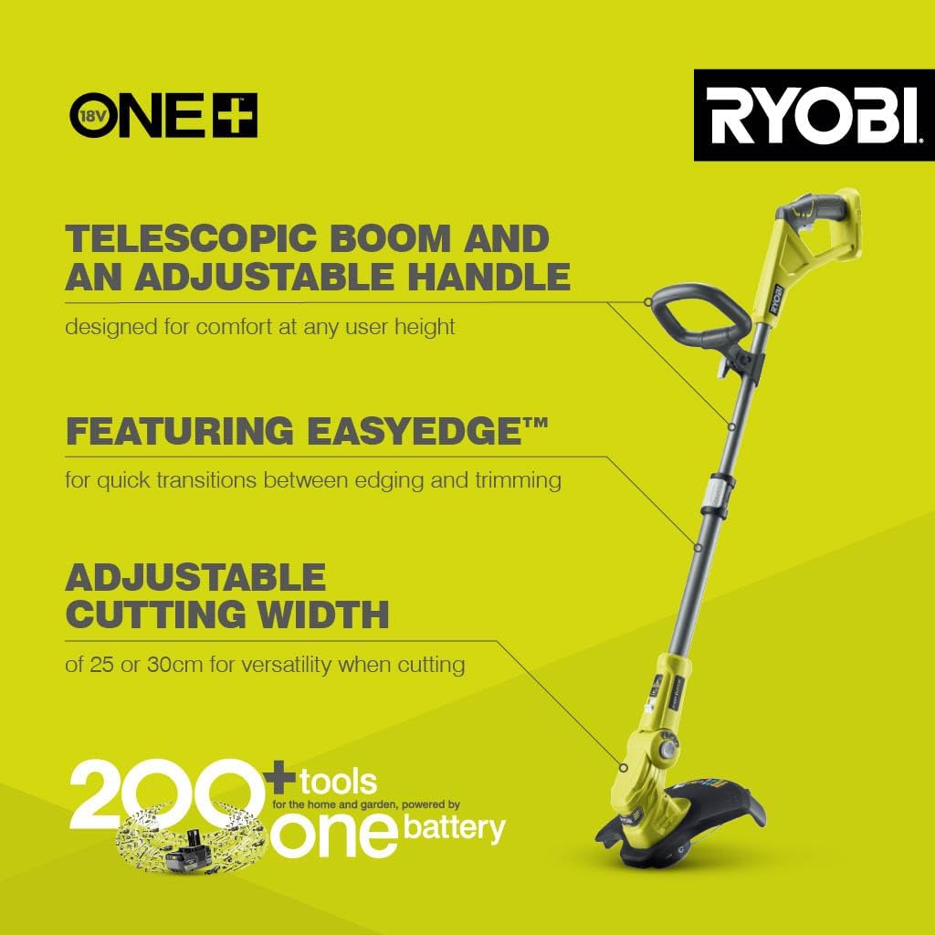 Detalle de Ryobi OLT1832 ONE+ Cordless Grass Trimmer – 25–30 cm Adjustable Width, 18 V (Zero Tool)