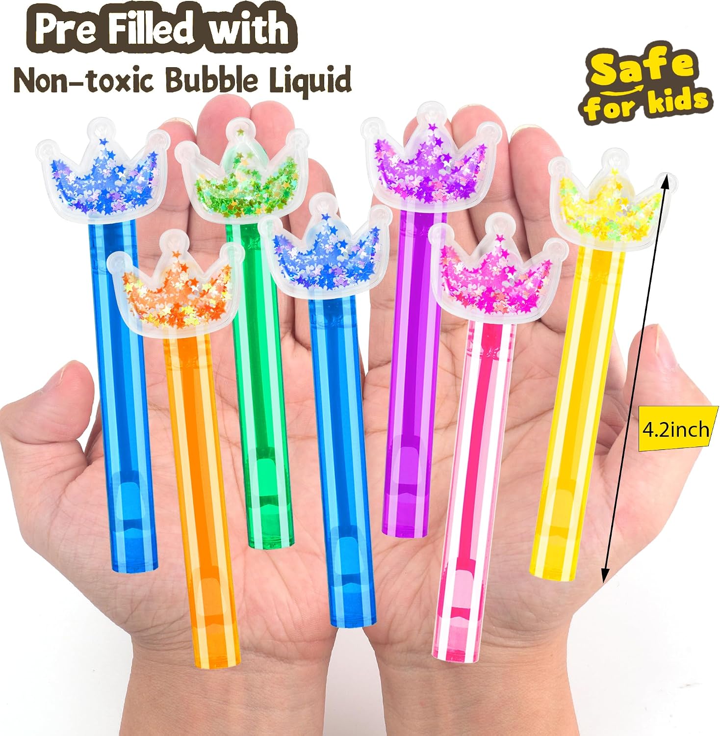 Detalle de PLOUGVI 202410-03 Glitter Crown Bubble Wands, 24-Pack, 6 Colors