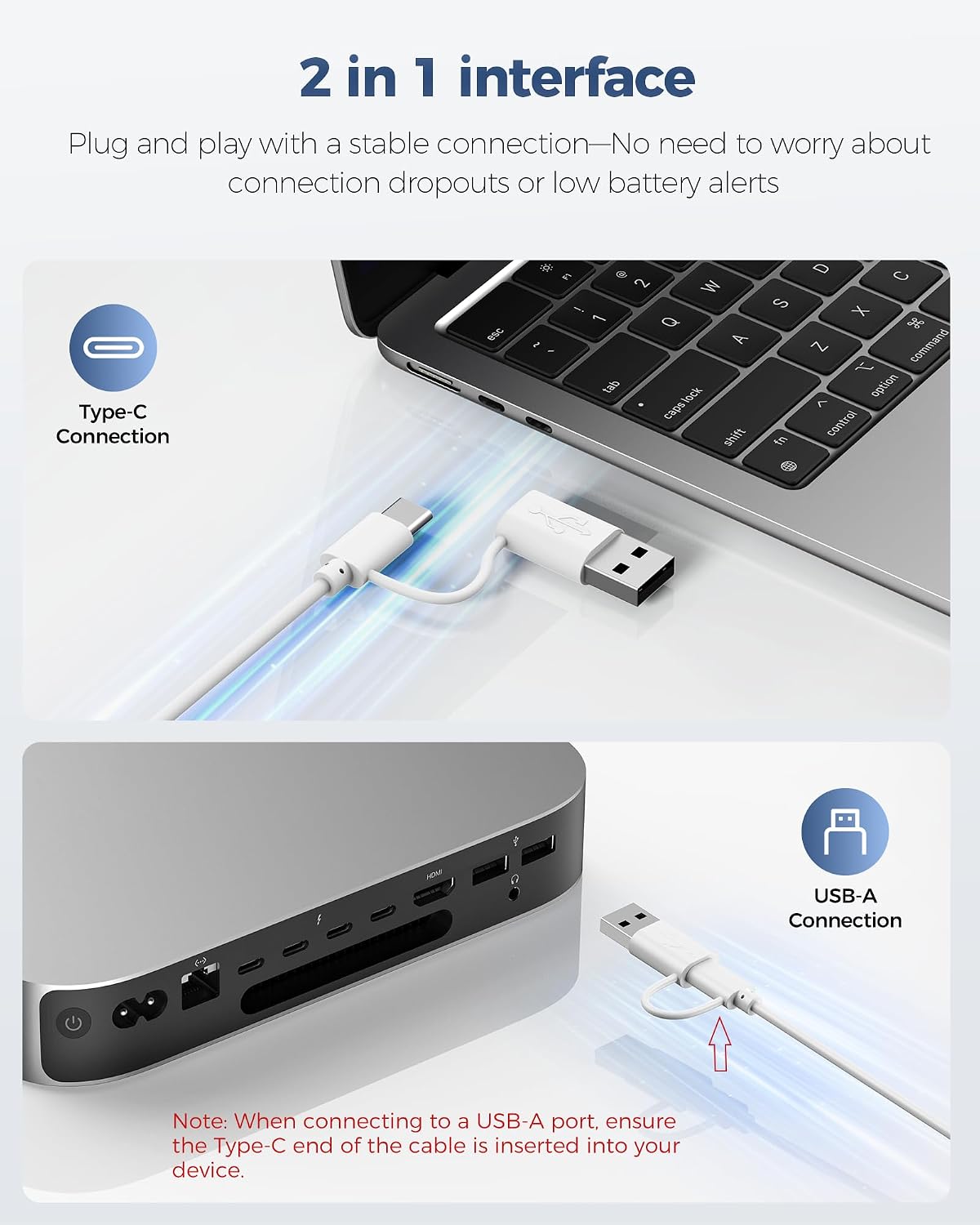 Detalle de TECKNET Wired Keyboard for Mac with Number Keypad – UK layout, Type-C & USB-A