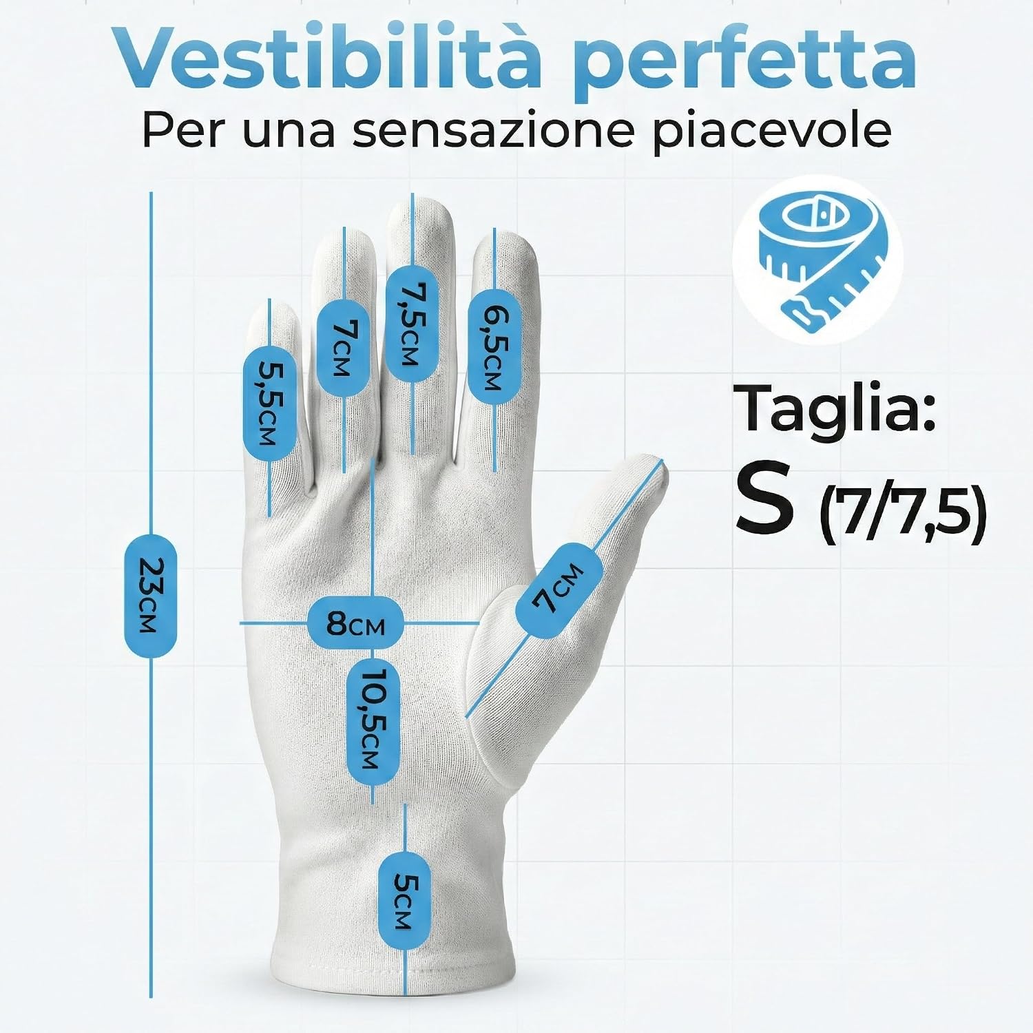 Detalle 1 de Guanti in cotone per mani sensibili S