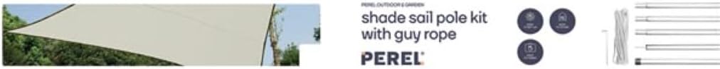 Detalle 2 de PEREL GSSK1 Shade Sail Pole Kit, 2.5 m with Guy Rope