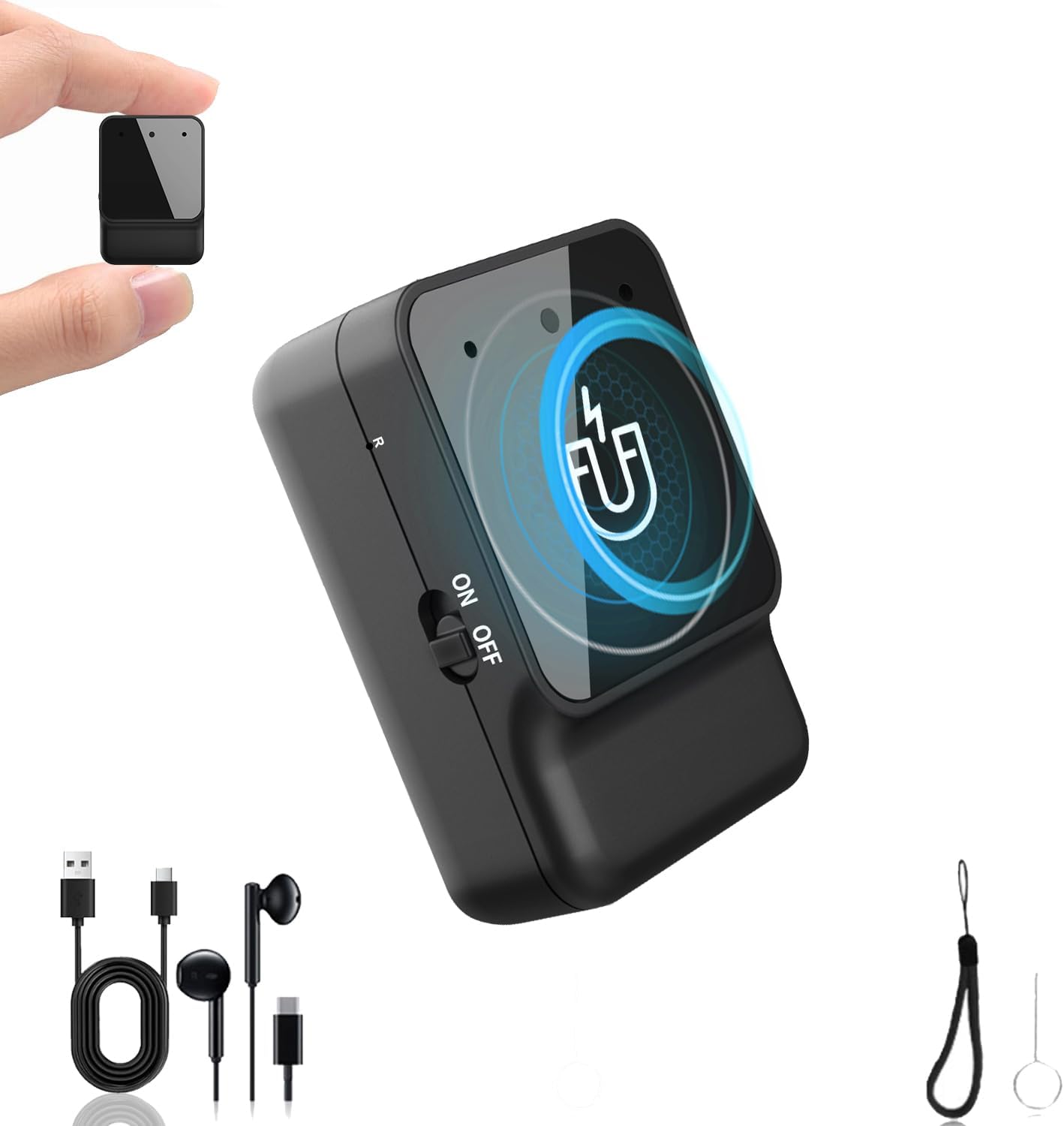 Mini Enregistreur Vocal Magnétique – Dictaphone Numérique Compact avec Écouteurs et Réduction du Bruit