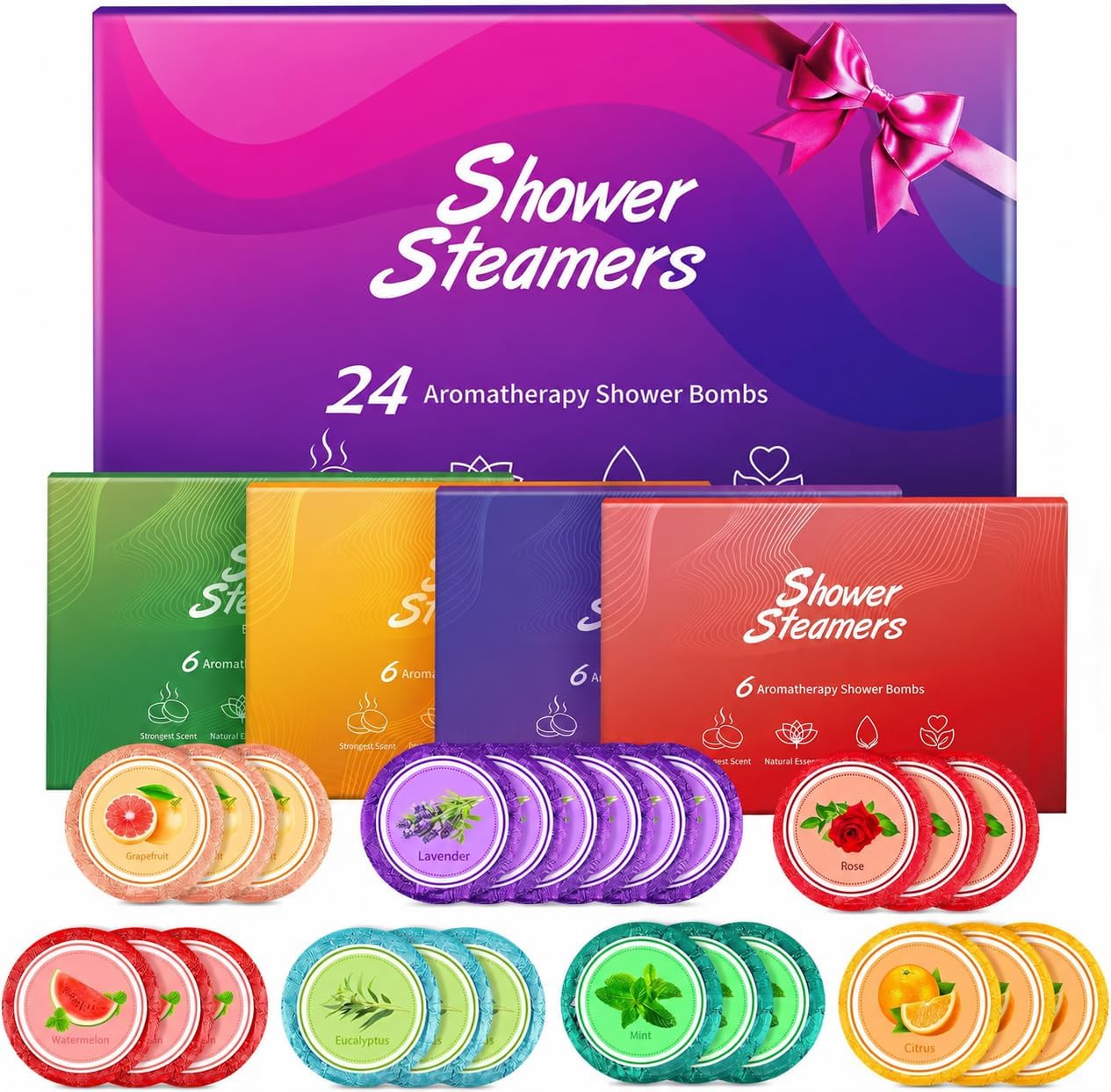 Detalle de BodyRefresh BR-24 Shower Steamers, 24-Pack with Seven Aromatherapy Scents