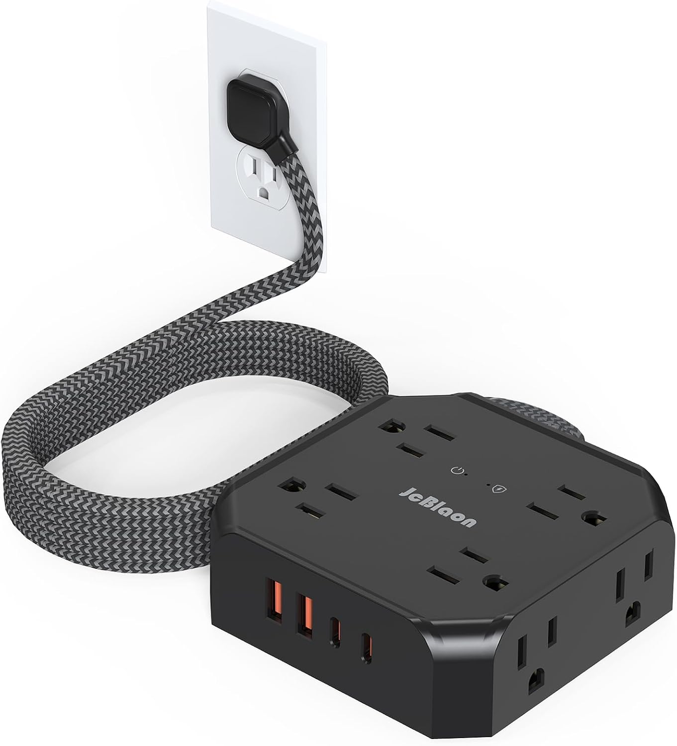 Detalle de JcBlaon QC860-CU Power Strip with 8 AC Outlets, 4 USB Ports and 1050J Protection