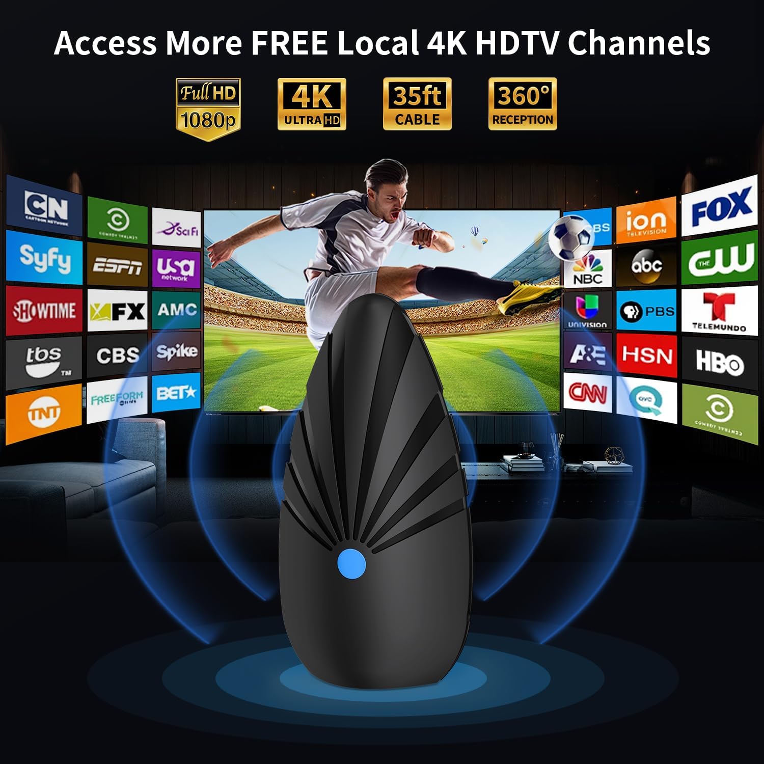 Thumbnail 5 de BEIMQN 2026 Indoor TV Antenna (VHF/UHF) for Smart & Older TVs with 360° Reception