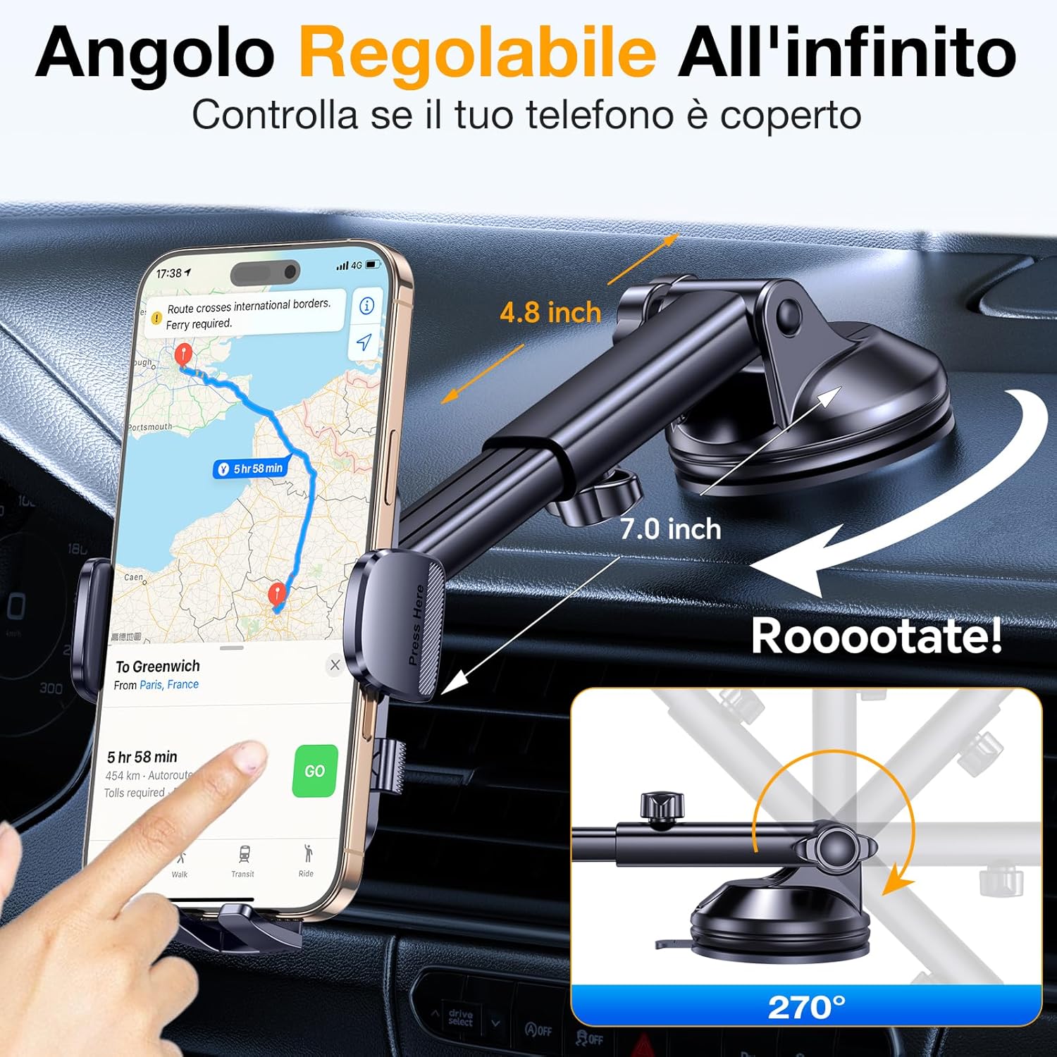 Detalle 2 de Coolpow Upgrated Porta Cellulare Auto 4‑in‑1