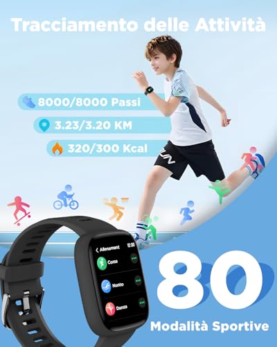 Detalle de BIGGERFIVE Smartwatch per Bambini BRAVE 2: 1,8'', GPS non presente, monitoraggio salute e attività per età 5–16