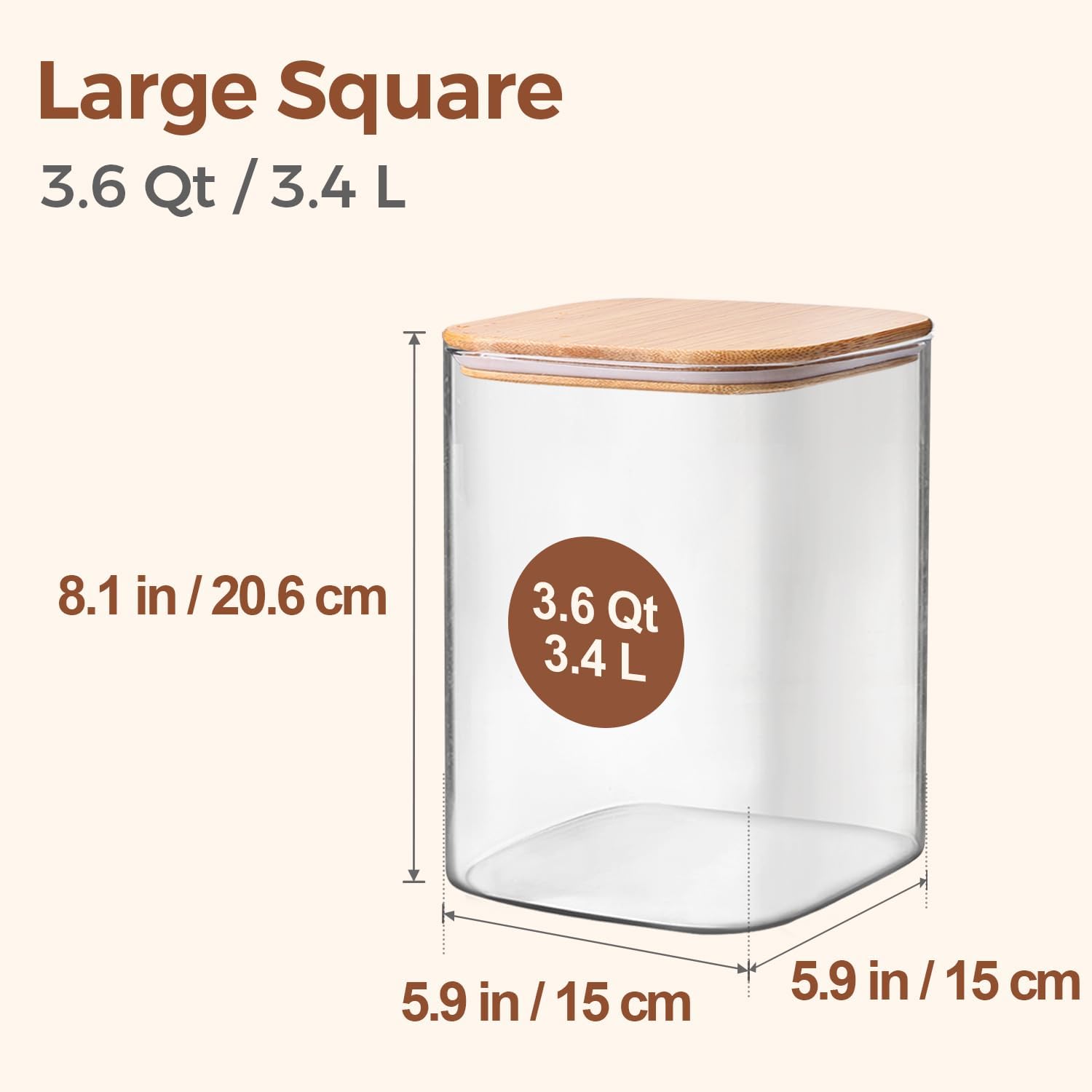 Detalle 2 de ComSaf 3.6 Qt Glass Food Storage Containers, Set of 2
