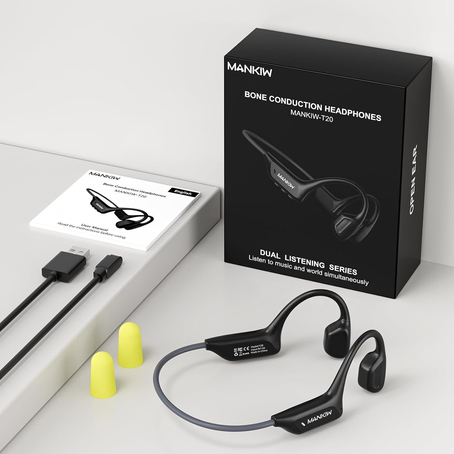 Thumbnail 6 de MANKIW Cuffie Conduzione Ossea IP68 Open Ear Bluetooth 6.0: performance senza orecchio chiuso