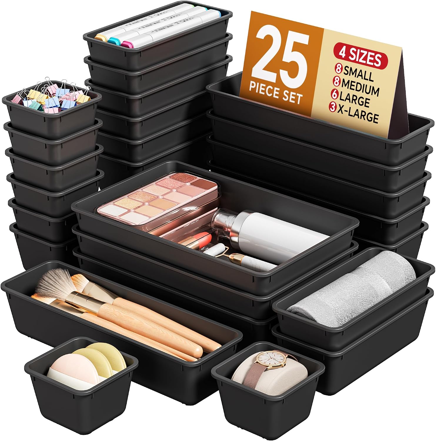 Detalle de KEMETHY Drawer Organizer Bins, 4 Sizes