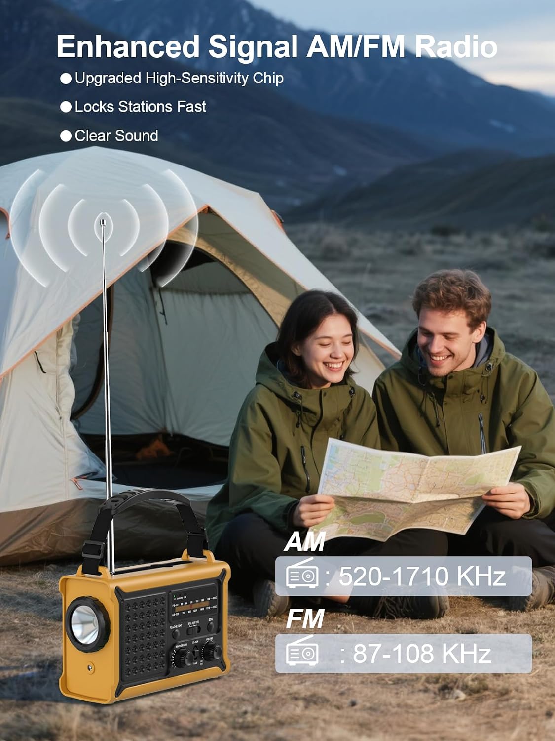 Thumbnail 2 de ROCAM Emergency Radio with 12,000mAh Battery, Solar Charging and Hand Crank