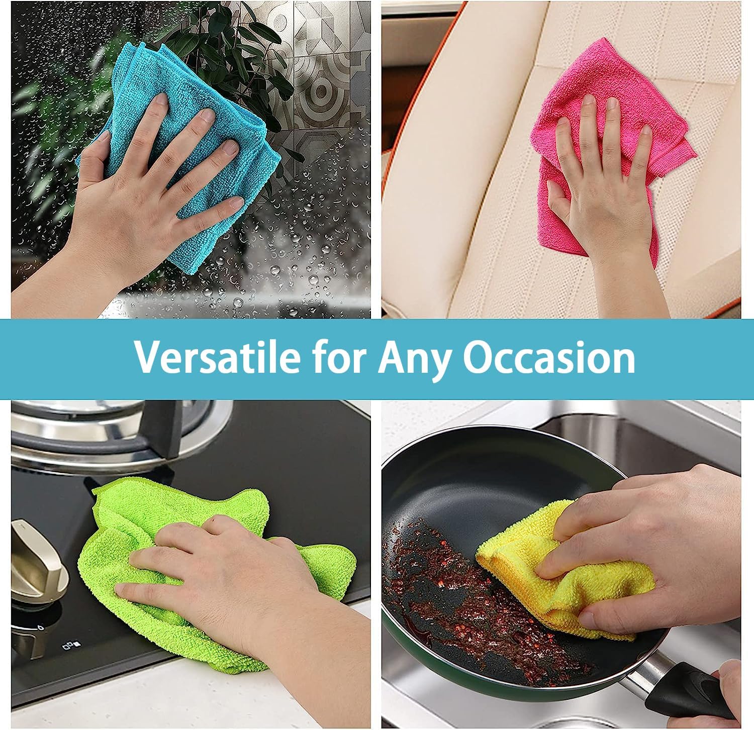 Thumbnail 6 de HOMEXCEL 100-Pack Microfiber Cleaning Cloths, 11.5 x 11.5 Inches, 4 Colors