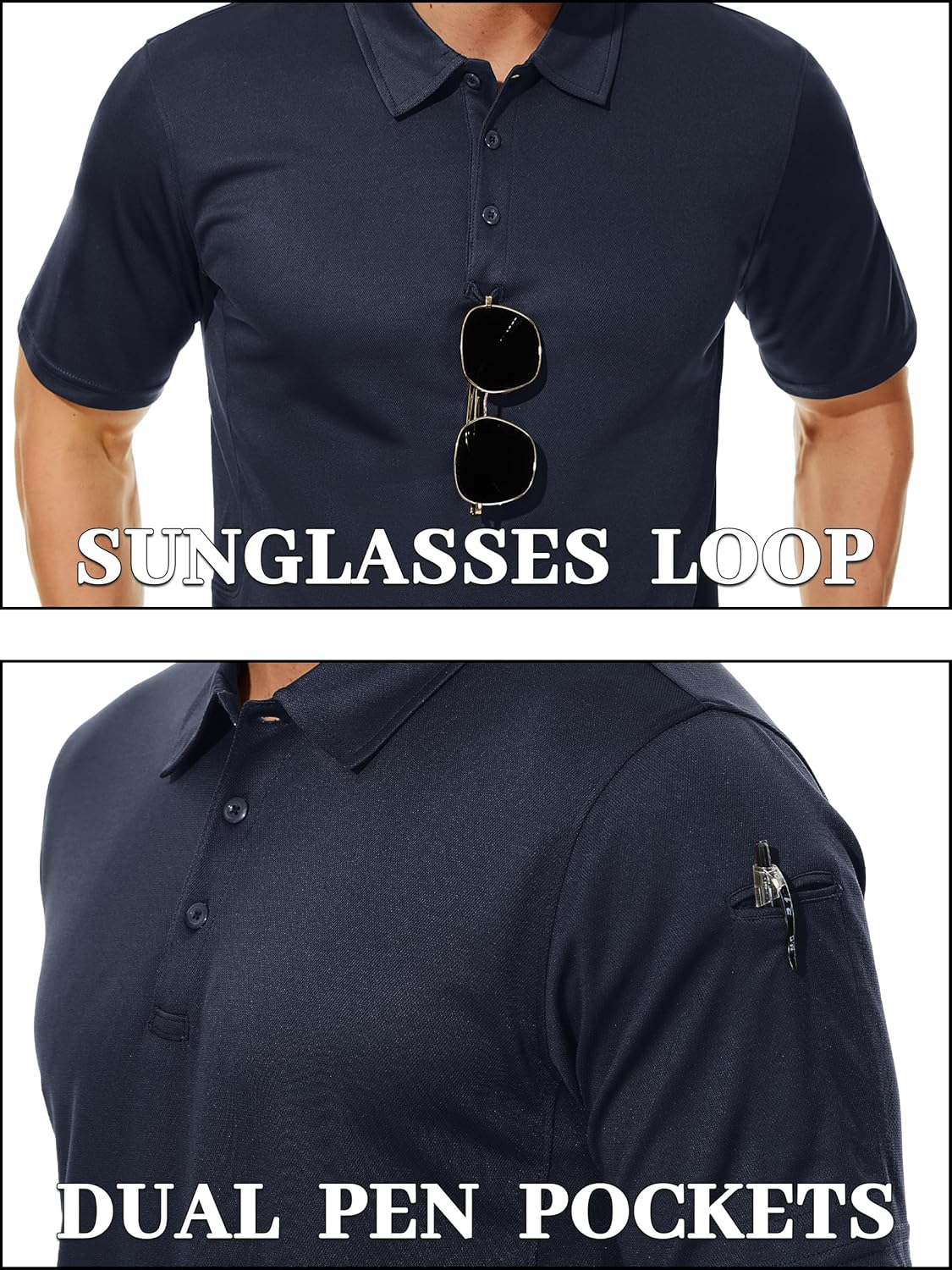Thumbnail 2 de TACVASEN Men's Breathable Golf Polo Shirt – Quick Dry Short Sleeve