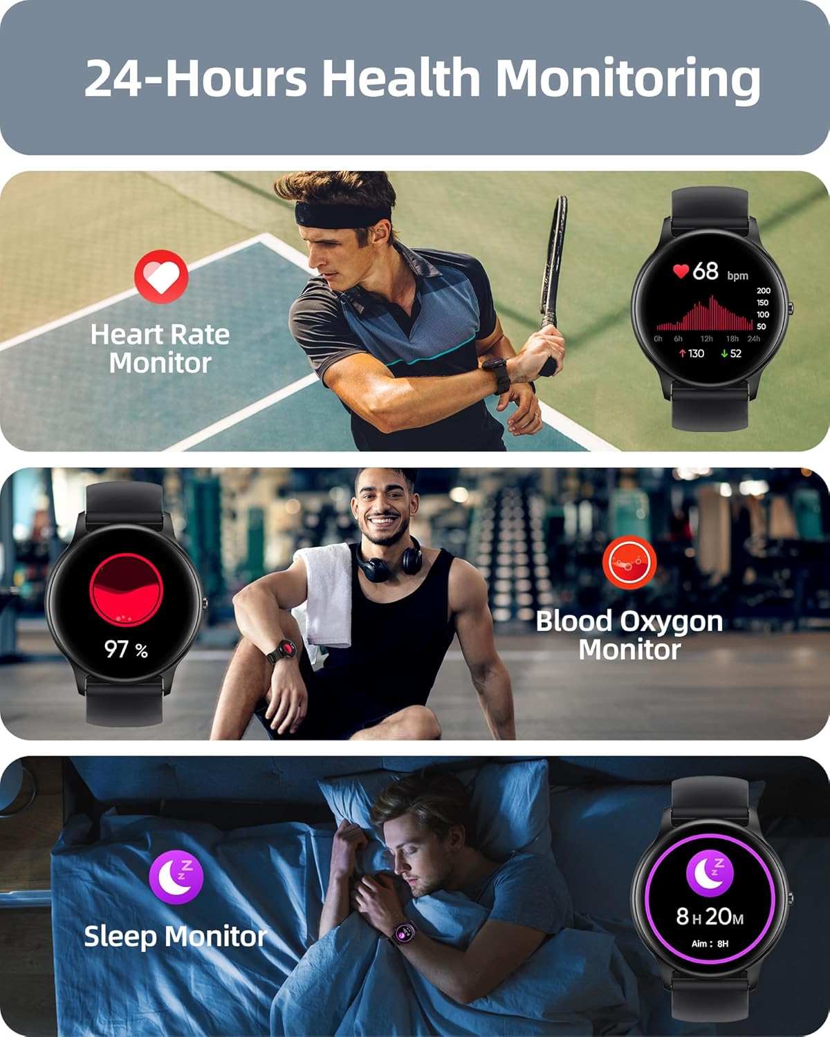 Detalle de Parsonver Smart Watch HD Screen, IP68 Waterproof