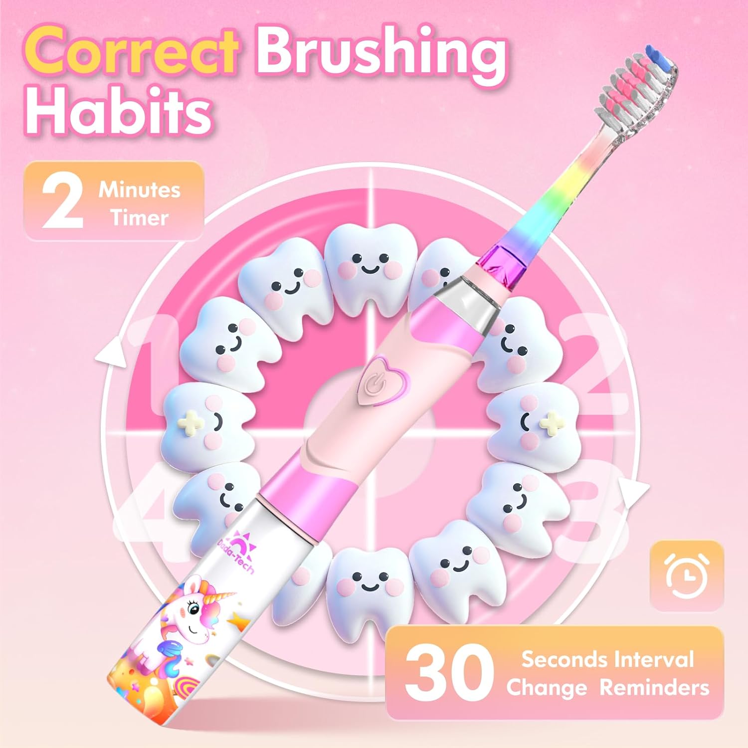 Thumbnail 5 de Kids Electric Toothbrush 3-5-6-12 Unicorn Pink