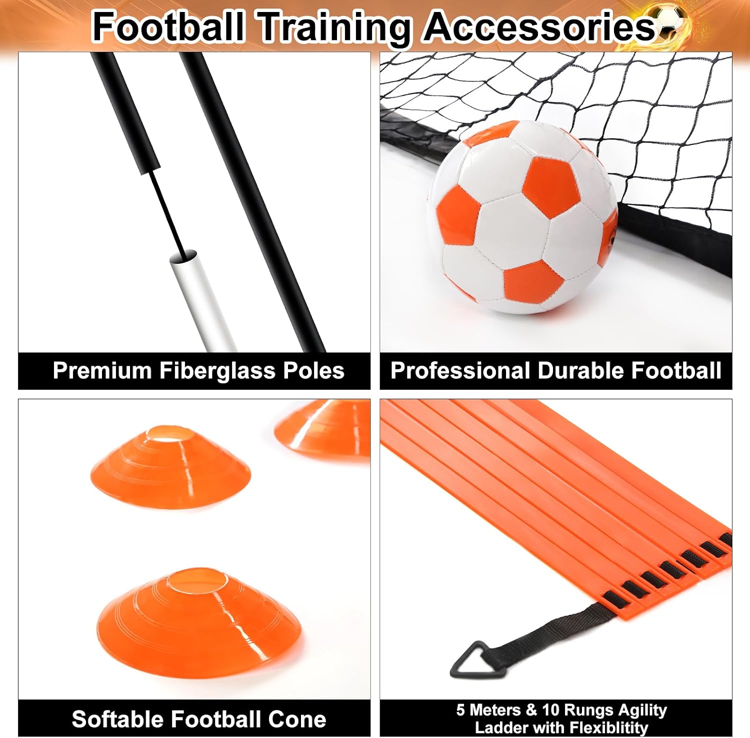 Detalle de Yimore Porta Calcio Bambini 3 in 1 pieghevole con borsa e accessori, 120×90×90 cm