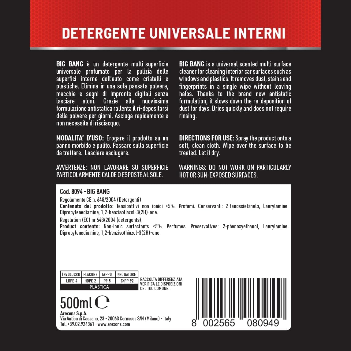 Detalle 1 de Arexons Car Care Pro BIG BANG – Detergente multi-superficie profumato per interni auto