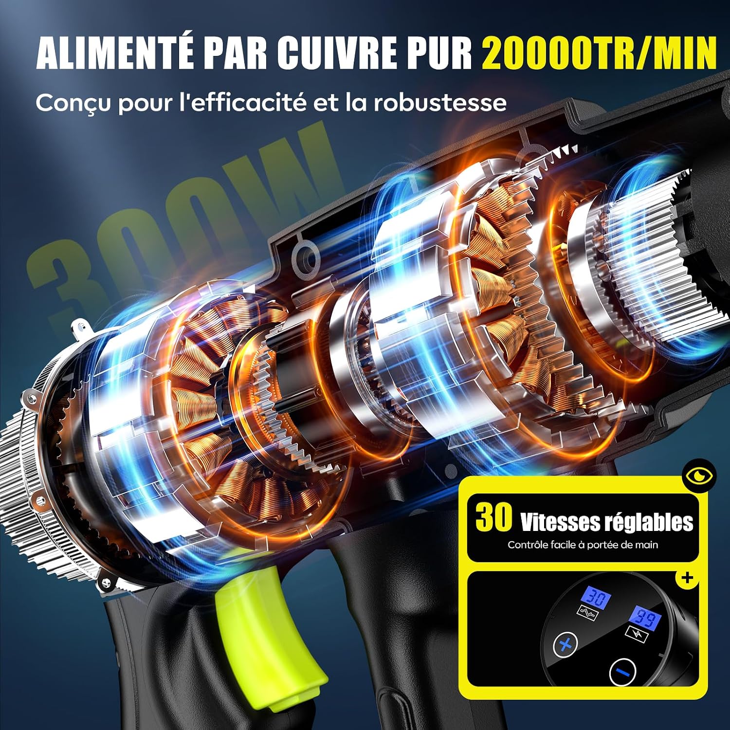 Thumbnail 6 de YKYI Nettoyeur Haute Pression sans Fil 1200 PSI – 4,0 Ah, 7 m, 6-en-1, portable pour voiture et extérieur