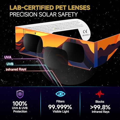 Detalle de EclipseSpecs Solar Eclipse Glasses EN ISO 12312-2:2015 Certified, CE, Paper Cardboard Frame (10)