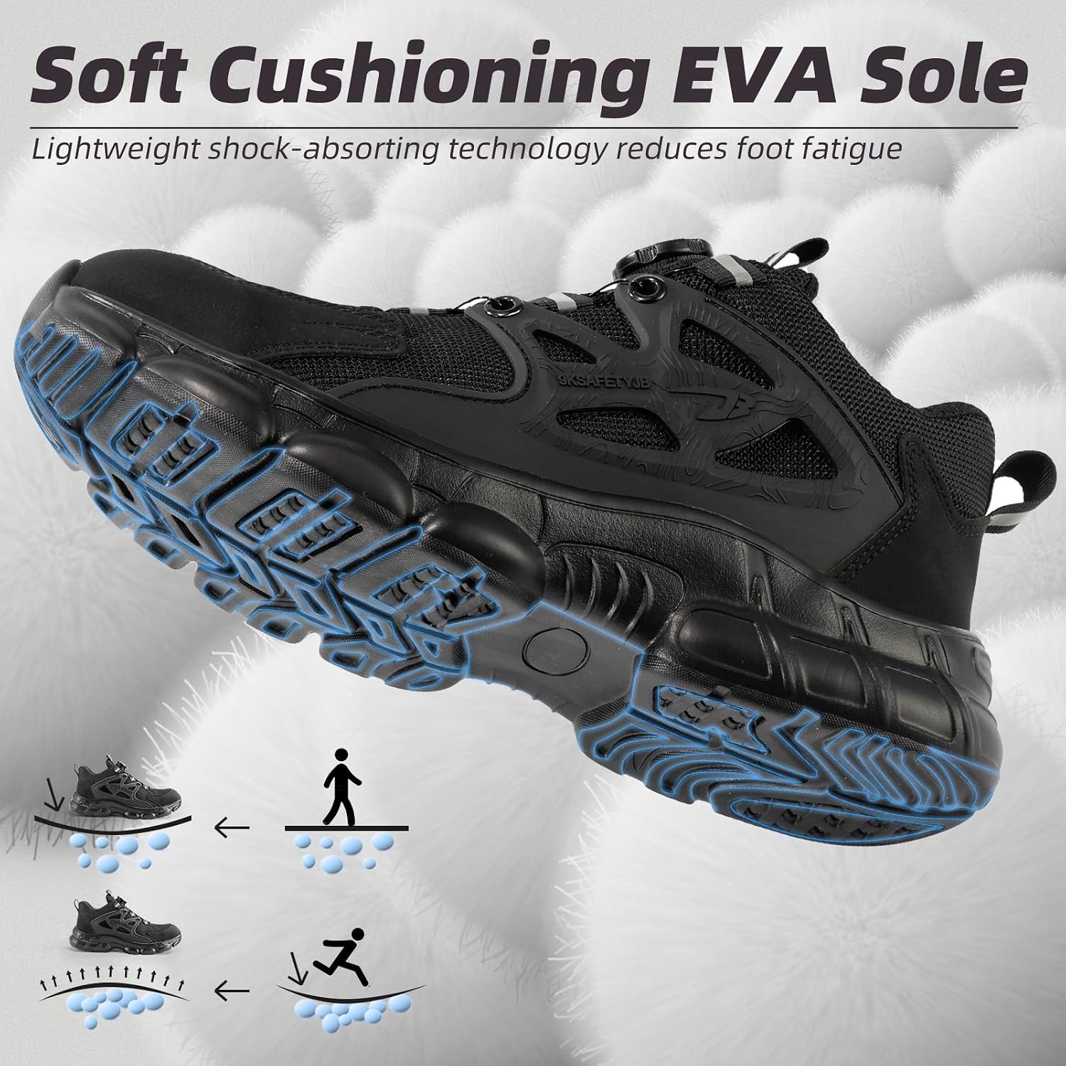 Detalle 2 de Steel toe cap safety trainers with Kevlar midsole, anti-slip grip and swivel buckle laces