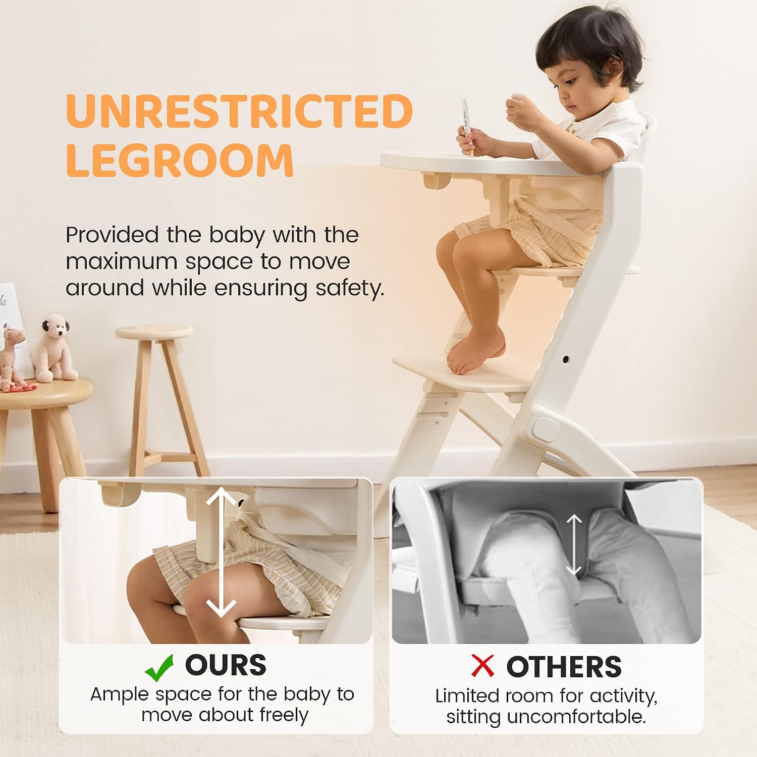 Thumbnail 4 de AmazingLife Convertible Baby High Chair, 220 lb Capacity, Adjustable Seat & Tray, Grey