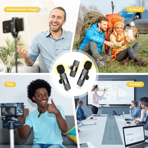Thumbnail 7 de Qhot Microfono Wireless 2 Pezzi per iPhone e Android – Lavalier Plug & Play con USB-C e Lightning