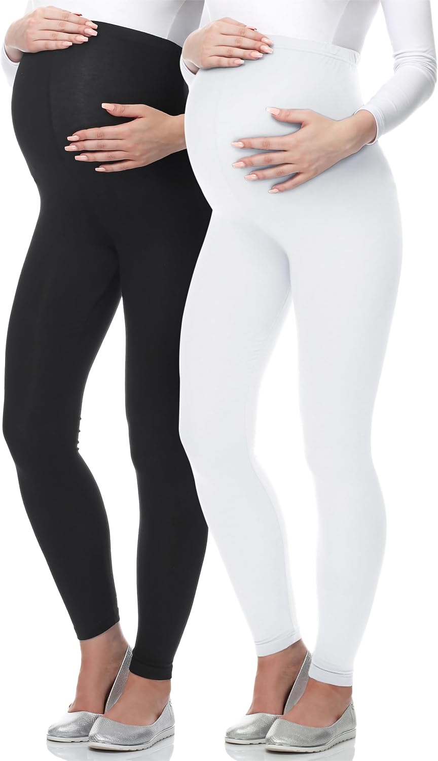 Thumbnail 6 de Lot de 2 leggings de grossesse Be Mammy en viscose opaques