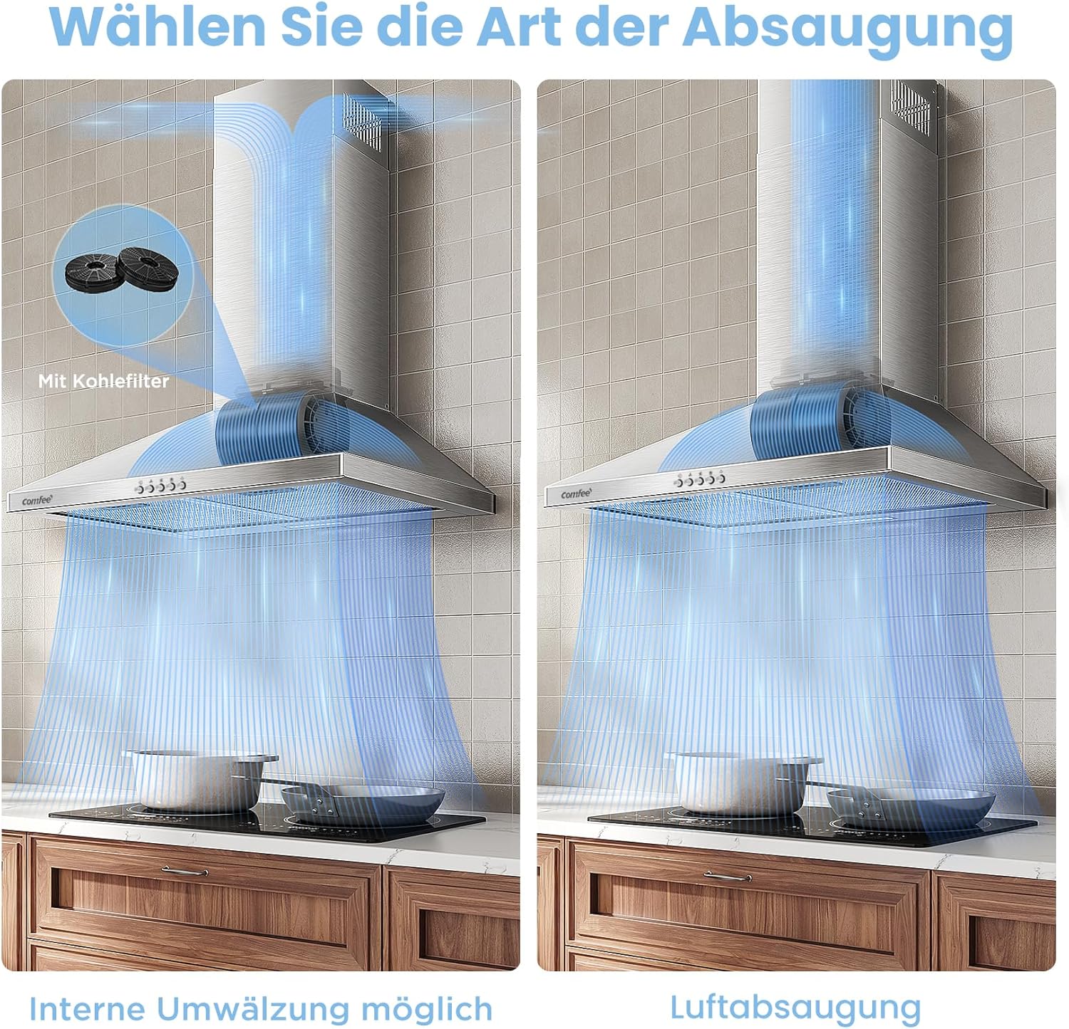 Thumbnail 3 de COMFEE CH60A17EM400SS Dunstabzugshaube 60 cm