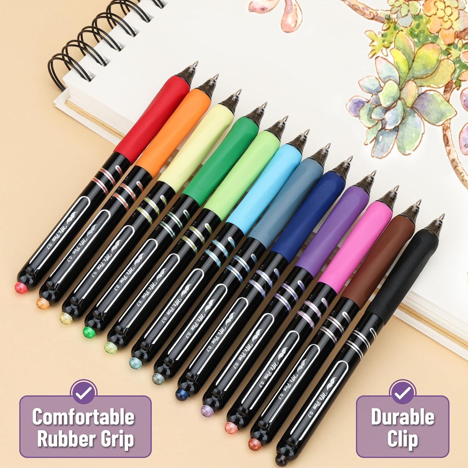 Detalle de Mr. Pen LAUX012M541VQ Retractable Gel Pens, 12-Pack, 0.7 mm Multicolor