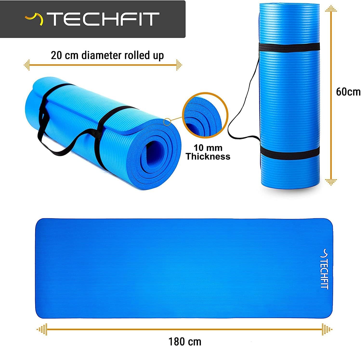 Thumbnail 1 de TechFit Fitness Tappetino Yoga Professionale 180 x 60 cm, 10/15 mm