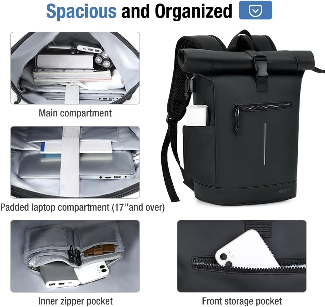 Detalle de Lekeinchi Rolltop Rucksack 17 Zoll Laptop