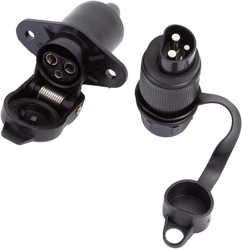 Detalle 2 de ETUKER 3 Pin Trailer Plug and Socket (12V) Waterproof Connector for Caravans, Trucks, Boats & Trailers