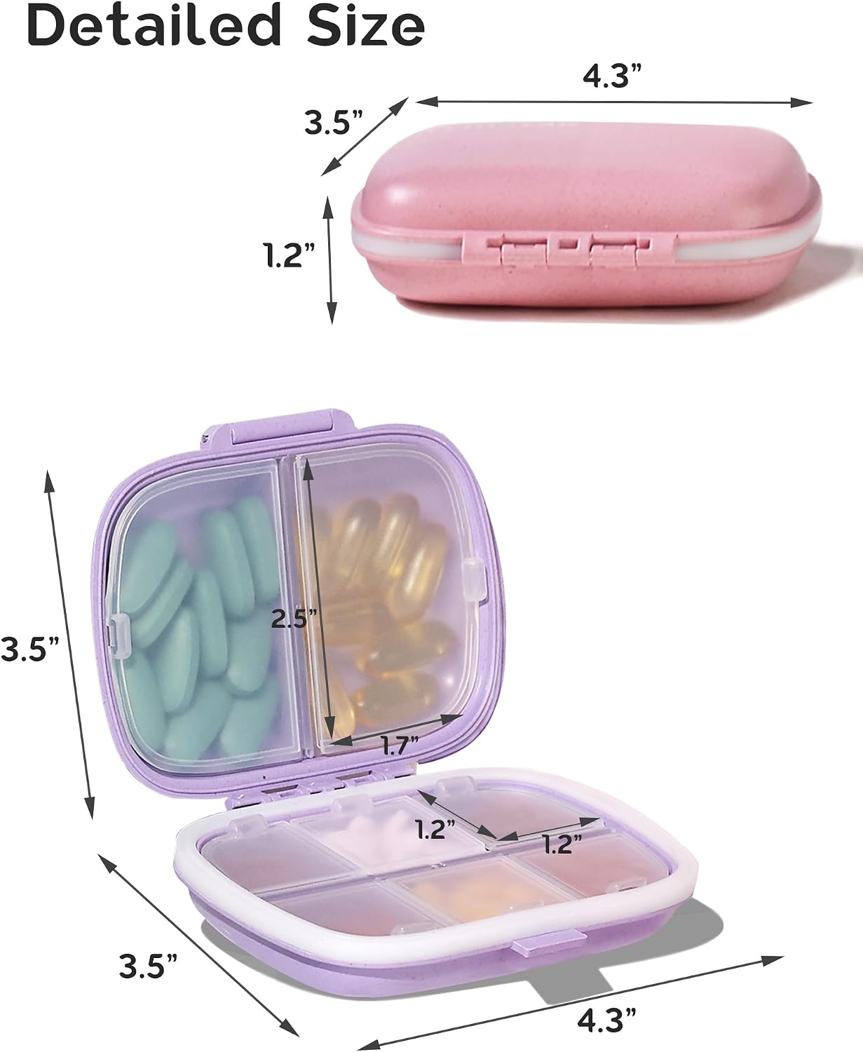 Thumbnail 1 de MEACOLIA FETEGT6016 Travel Pill Organizer, 8 Compartments, 3 Colours