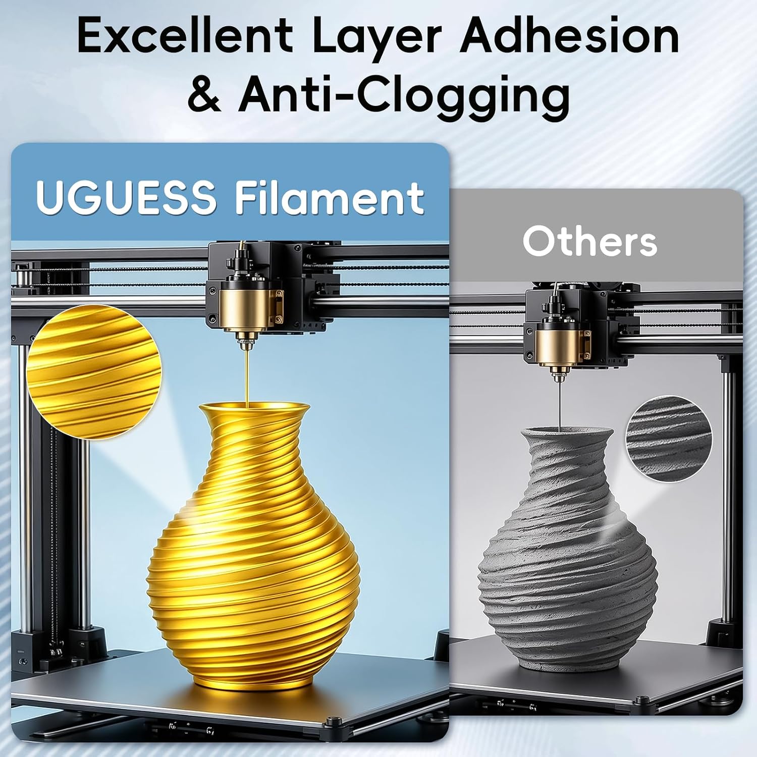 Detalle de UGUESS Silk PLA+ 3D Printer Filament 1.75mm