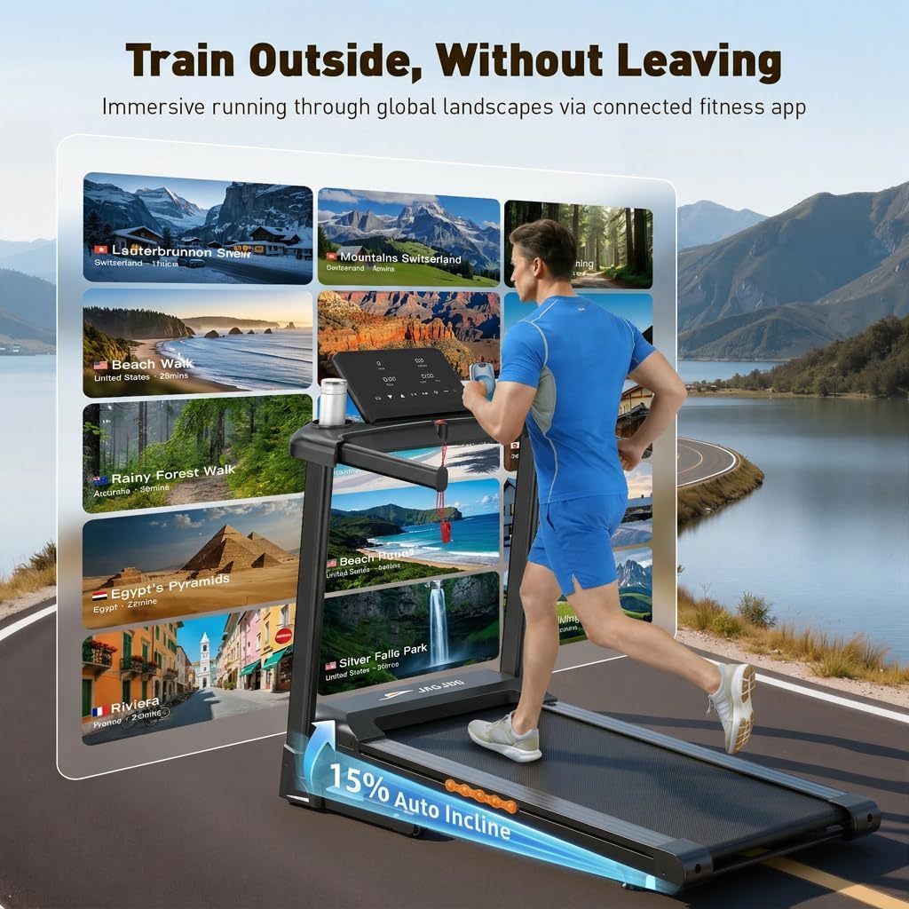 Detalle de JAGJOG JT61 Foldable Treadmill with 15% Auto Incline and 14 km/h Speed