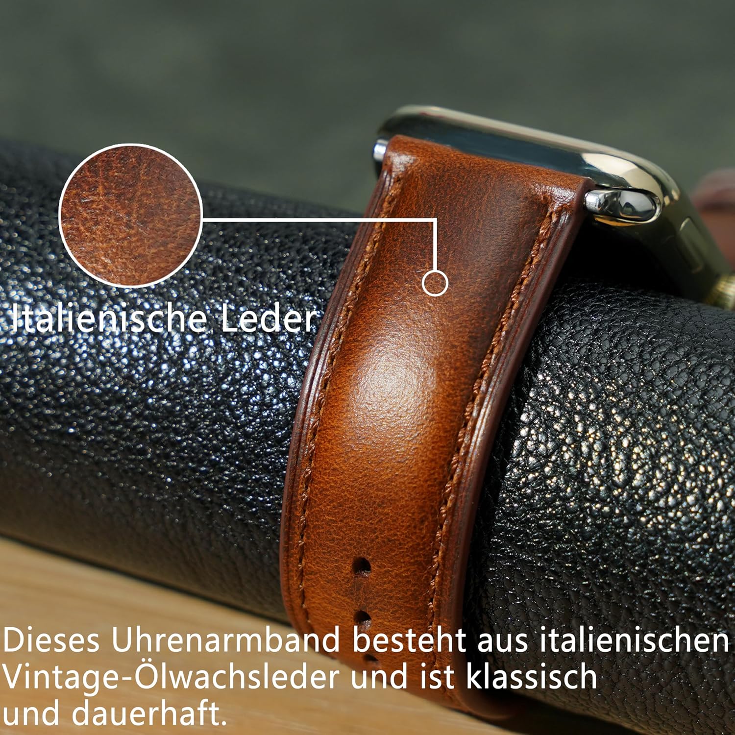 Thumbnail 5 de Gomvadr Vintage Leather Band for Apple Watch: Oil Wax-Tanned Leather, 38–49mm (UK Fit)