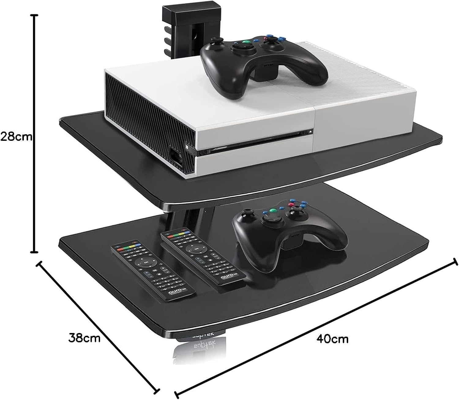 Thumbnail 2 de Suptek CS202 Floating Wall Shelf Bracket with Tempered Glass (2 shelves) for AV devices, black