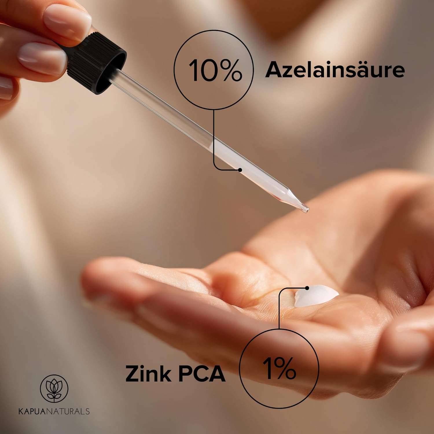 Detalle de BIO Azelainsäure Serum hochdosiert (100 ml) mit Panthenol, Zink, Calendula, Escin und Süßholz-Extrakt – vegan, made in Germany