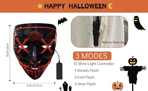 Detalle 2 de Jsdoin Red LED Purge Mask with 3 Lighting Modes and Adjustable Strap