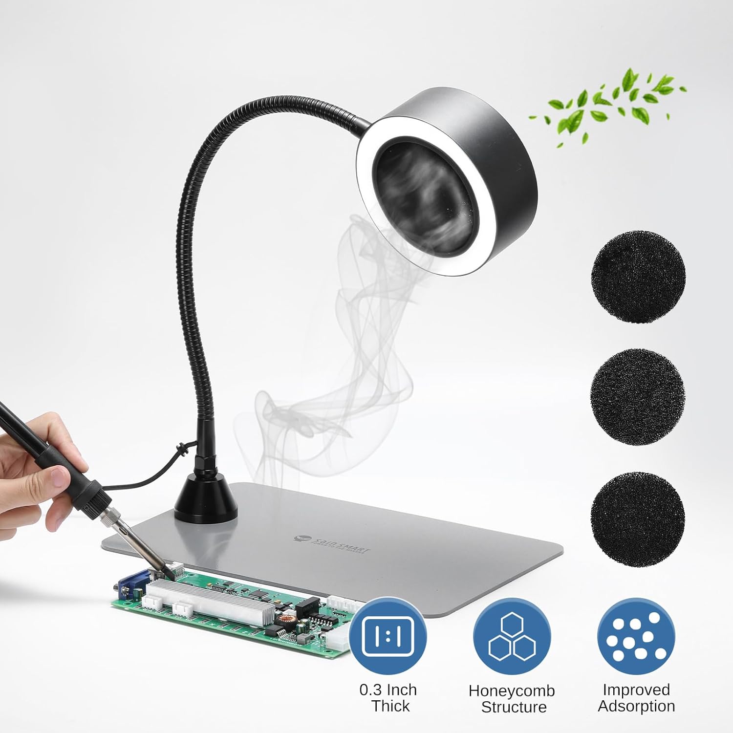 Thumbnail 3 de SainSmart assorbi-fumo magnetico a saldare con luce LED e ventola portatile
