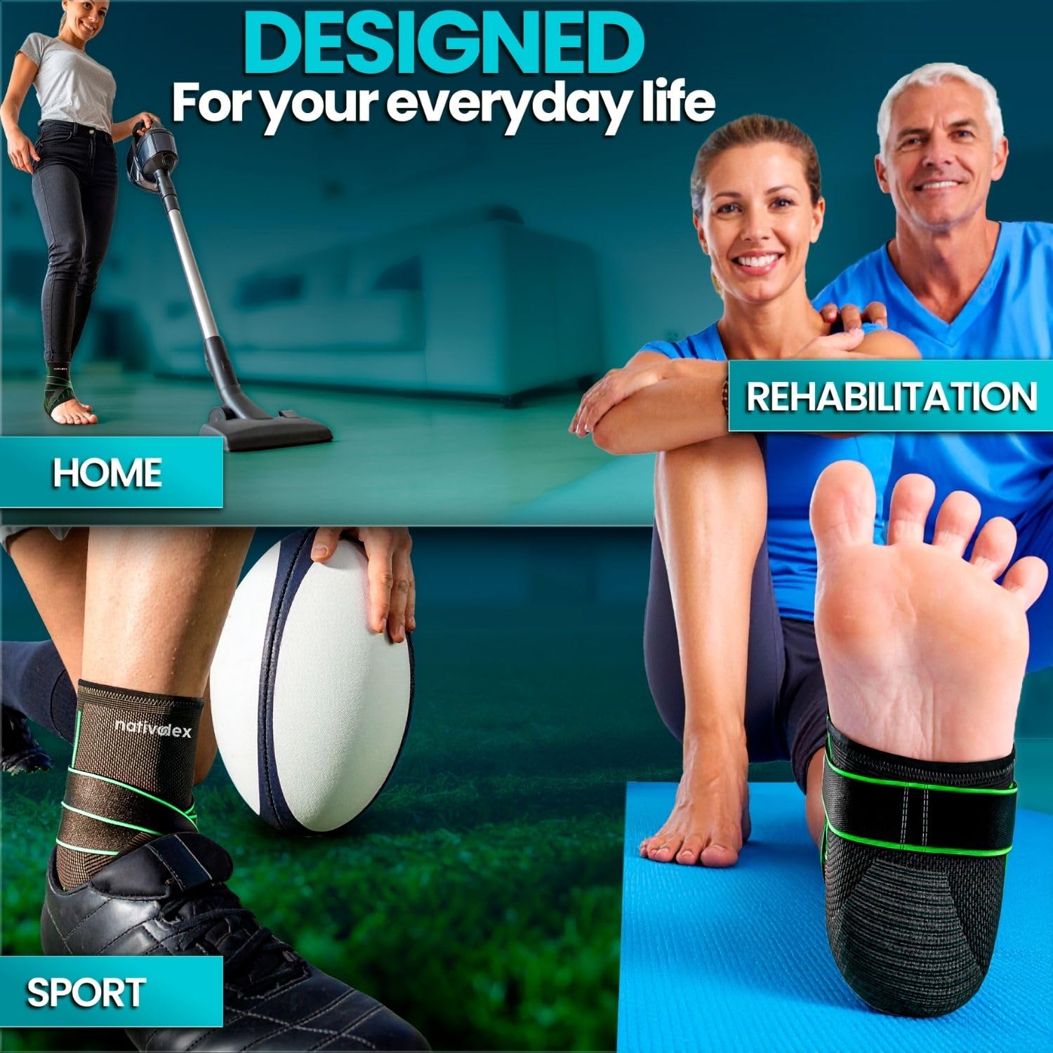 Thumbnail 4 de NativoDex Ankle Support Brace – Adjustable Ankle Compression for Sprains, Plantar Fasciitis, Achilles Tendonitis