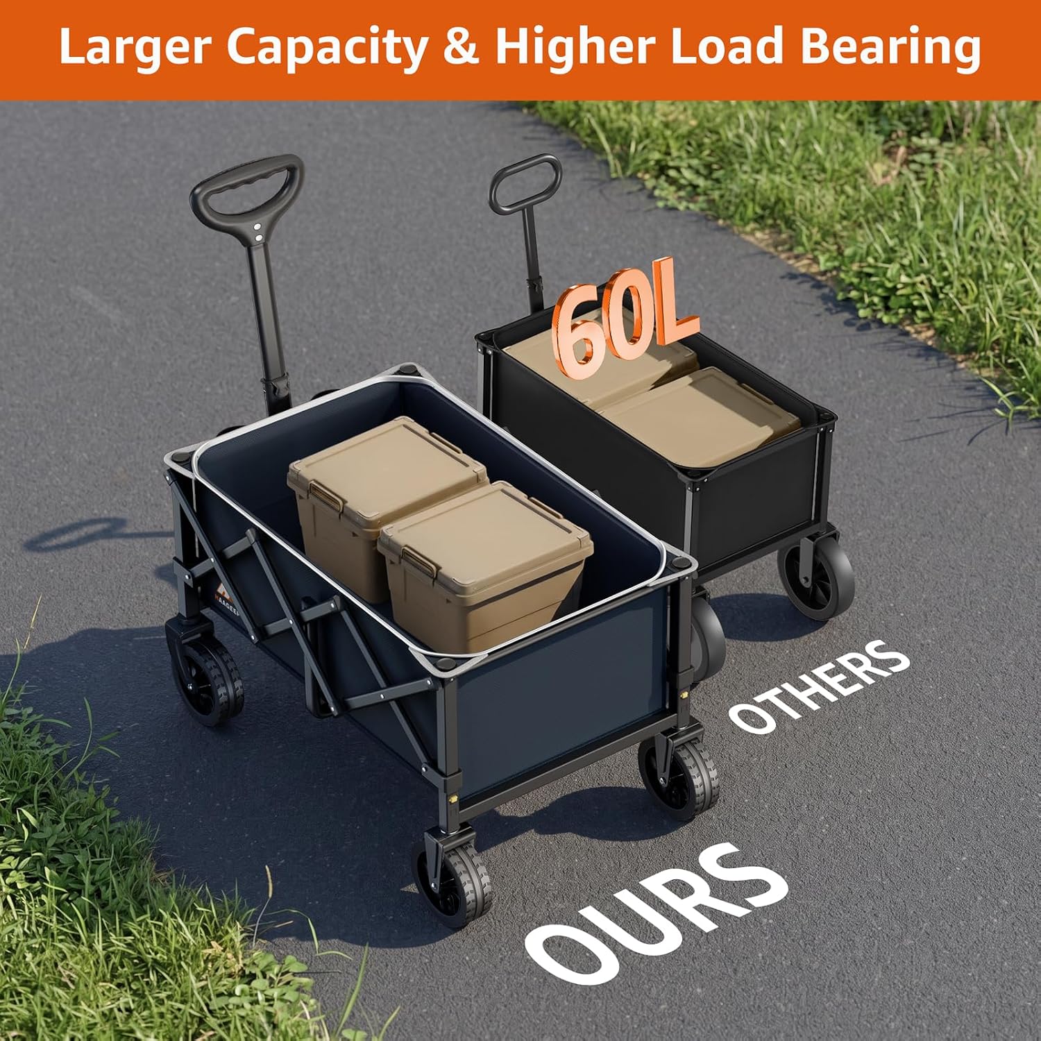 Thumbnail 3 de HAAGEEP PLD001 Folding Utility Wagon, 280 lb Capacity, Reflective Stripe