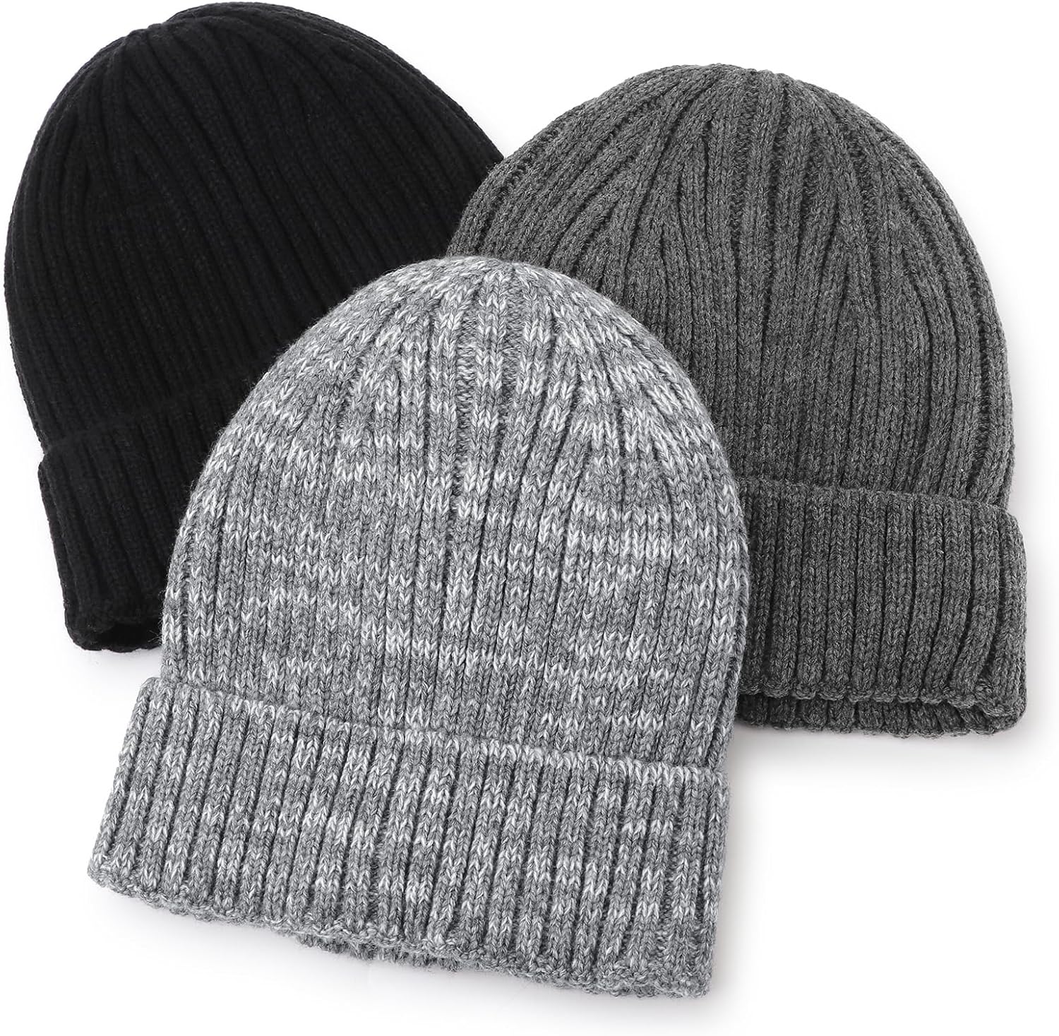 Detalle 2 de DRESHOW Satin Lined Beanie Hats for Women and Men – Soft, Warm Knit with Silk Satin Lining (3-Pack)