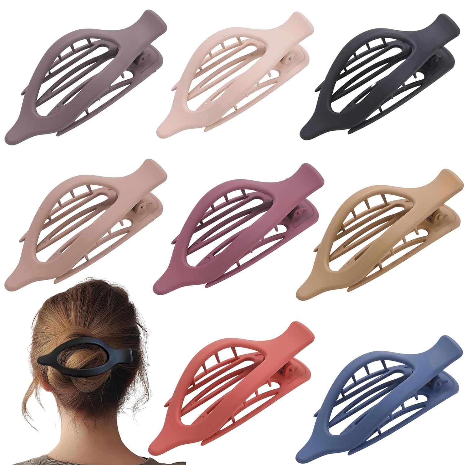 Detalle de CENTSTAR 8-Pack Flat Hair Clips, Matte Plastic with Lay-Flat Design