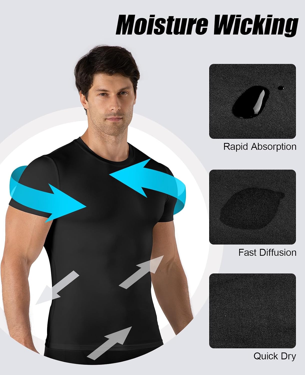 Detalle de Niksa Compression Shirt Men (3 Pack) short sleeve gym & base layer